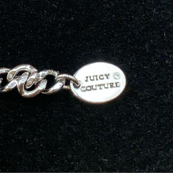Silver Tone Juicy Couture Rhinestone Choker. Box chain 14”-18” Pre Loved - Picture 3 of 7